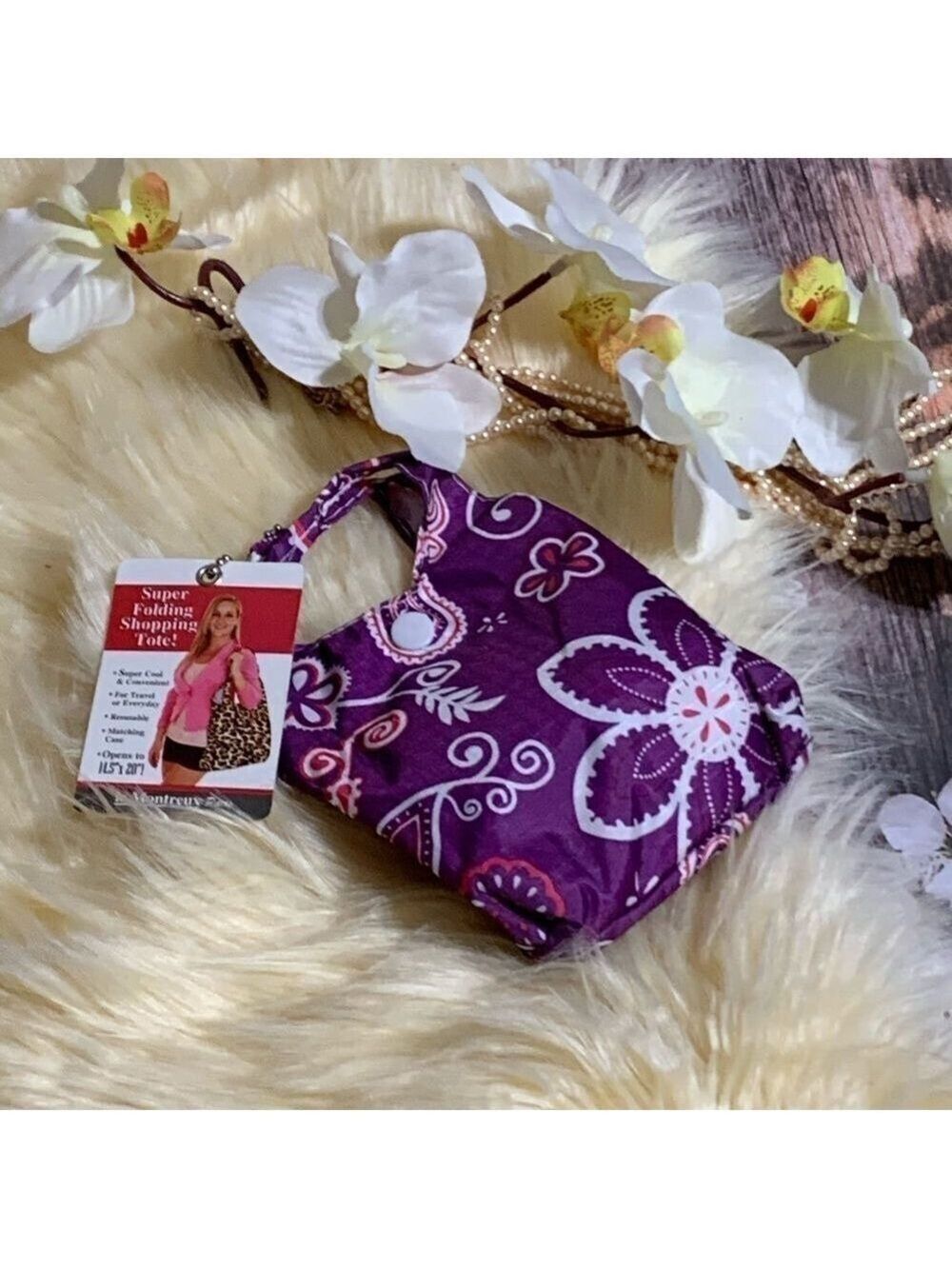 Nylon Floral Foldable Travel Tote Bag